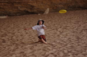 Robert tossing the Frisbee in Redwall Cavern