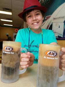 Robert and our root beer, July 10, 2017