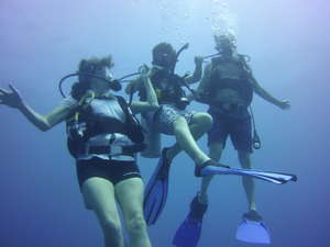 Sarah, Robert and David off the coast of Belize