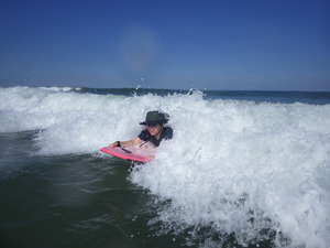 Boogie boarding at Assetegue