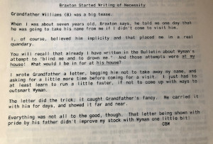 Braxton Started Writing of Necessity