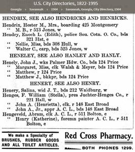 1904 Savanah city directory