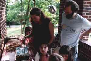 Sarah with an audience