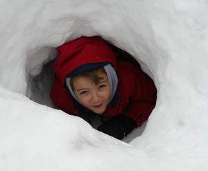 Robert poking out of Fort Olympics