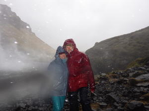 Sarah and David behind Seljalandsfoss (photo by Robert)