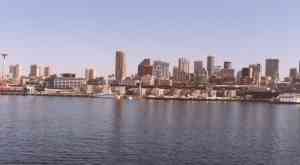 Seattle's skyline by ferry.