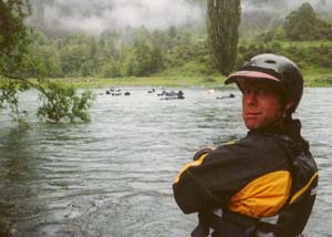 Dave Ritche watches the cows cross the Matakitaki River.