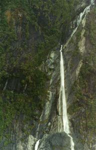 Waterfall by Franz Josef glacier.