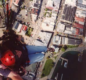 Sarah over downtown Queenstown.