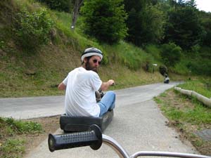 David speeds down the track.