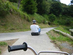 David speeds down the track.