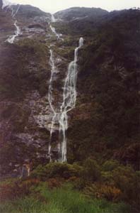 Waterfall on the Milford Track.