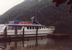 The boat which brought us from Te Anu Downs to the Milford Track trail head.