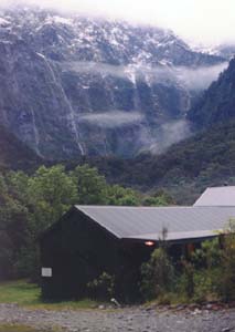 The mountains and mist surrounding Quintin Lodge.