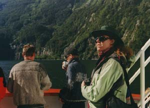 Sarah enjoying the Milford Sound cruise.