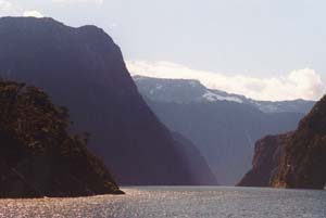 Milford Sound from the Tasman sea.