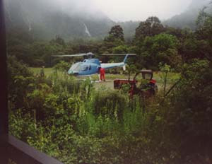 Resupply helicopter at Quinton Lodge.