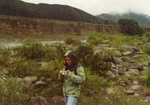 Sarah taking pictures of Maruia Falls.