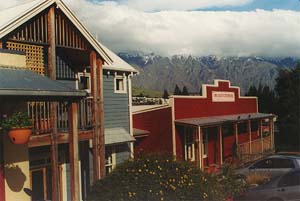 The Dairy Guesthouse, still with a bit of snow on the mountains.