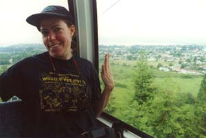 The famous Willow Pet Hotel tee shirt on the Queenstown gondola.