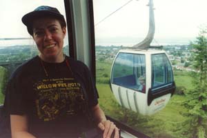 The famous Willow Pet Hotel tee shirt on the Queenstown gondola.