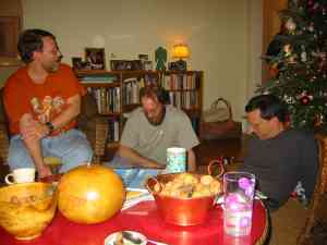 Steve, David and Loren check out the loot.