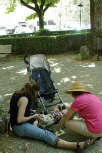 Diaper change in Radda in Chianti Tuscany 2005.