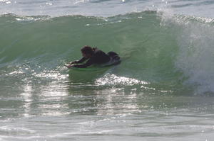 Sarah in the waves at Assateague; July 2015