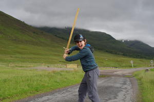 Robert and sword, Scottish Highlands