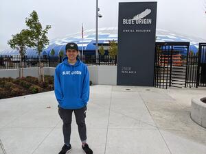 Robert ready for a tour of Blue Origin