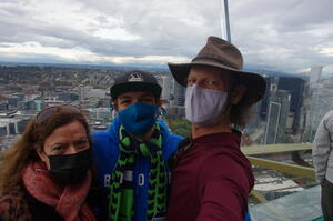   Sarah, Robert and David on Space Needle