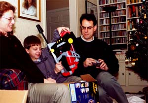 Lindsay, Ian, David and the cool nerf gun.